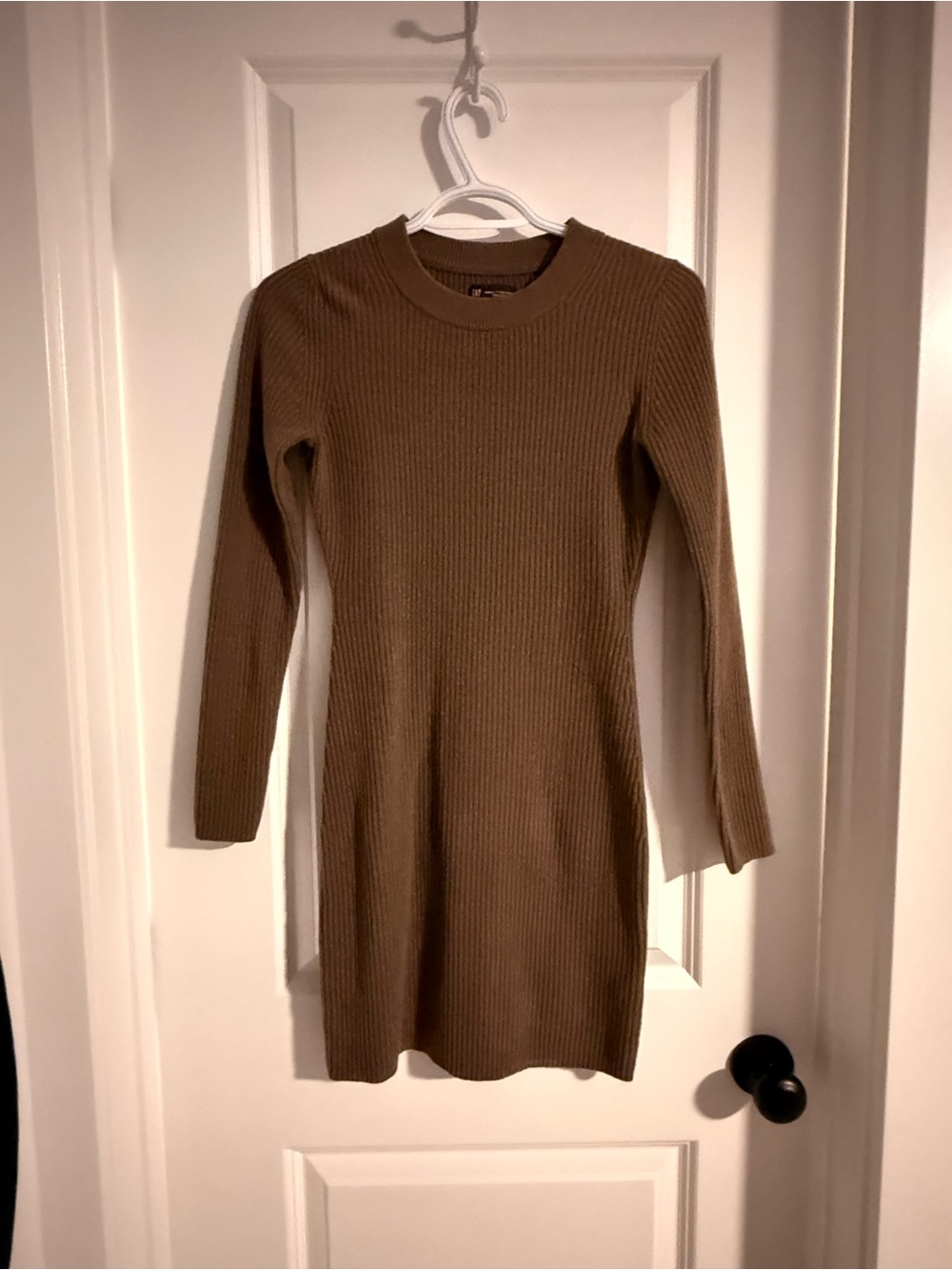 GAP Ribbed Scoop Neck Knit Dress - Brown